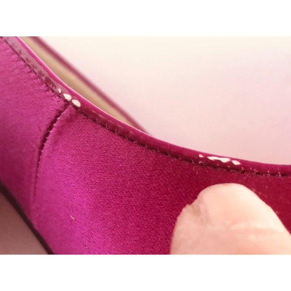 Hot Pink Fabric High Heels with Peep Toe and Decorative Bow,, Size 6.5 M - Picture 5 of 10